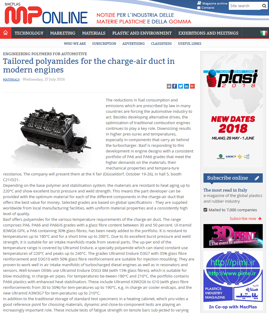 Tailored polyamides for the charge-air duct in modern engines