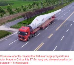 Covestro creates first ever large PU rotor blade in China