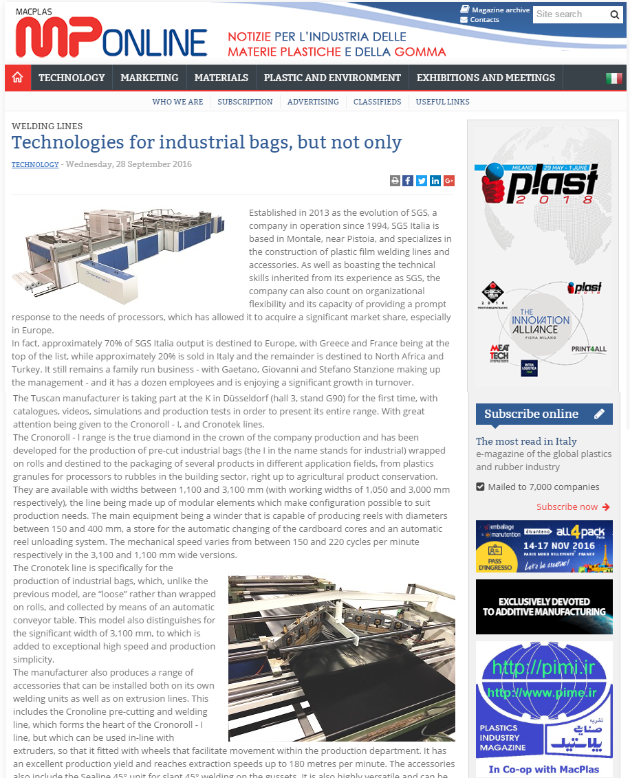 Technologies for Industrial Bags, but not Only